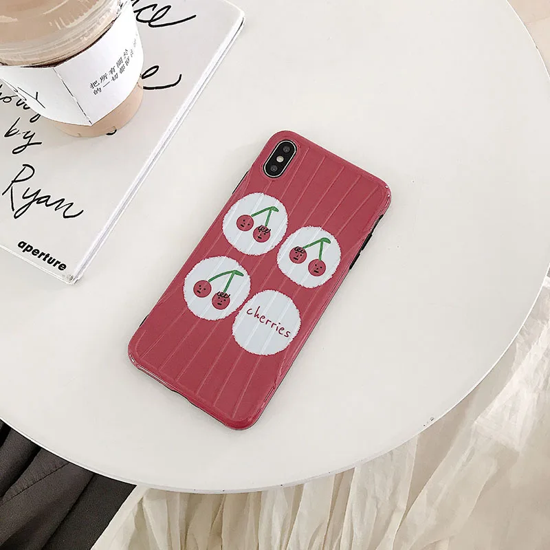 Cute Cherry Pattern Phone Case for iPhone 6 6s 7 8 Plus X Xs XR Max TPU 3D Back Cover |