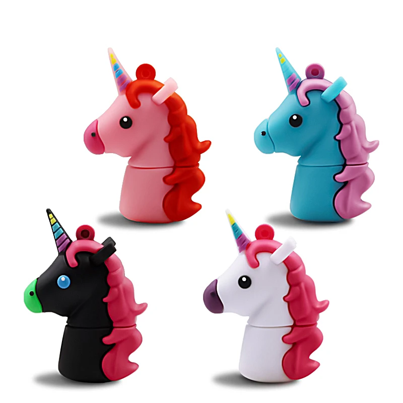 

Cartoon unicorn White Blue Pen Drive 64GB 32GB usb Flash Drive Pendrive 128GB 16GB 8GB cel usb Memory Stick u disk fashion gift