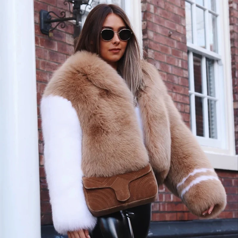 Эксклюзивная женская зимняя куртка из искусственного лисьего меха пальто