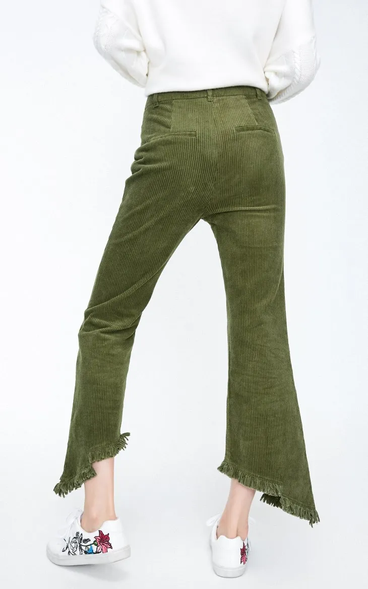 Vero Moda Новые поступления Национальный стиль необработанные манжеты Высокая талия повседневные укороченные брюки | 318450507