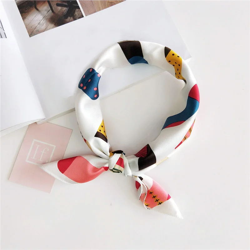 

New Square Silk Scarf Women Fashion Print Small Neck Scarfs Office Lady Hair Band Foulard Hand Kerchief Female Bandana Shawl