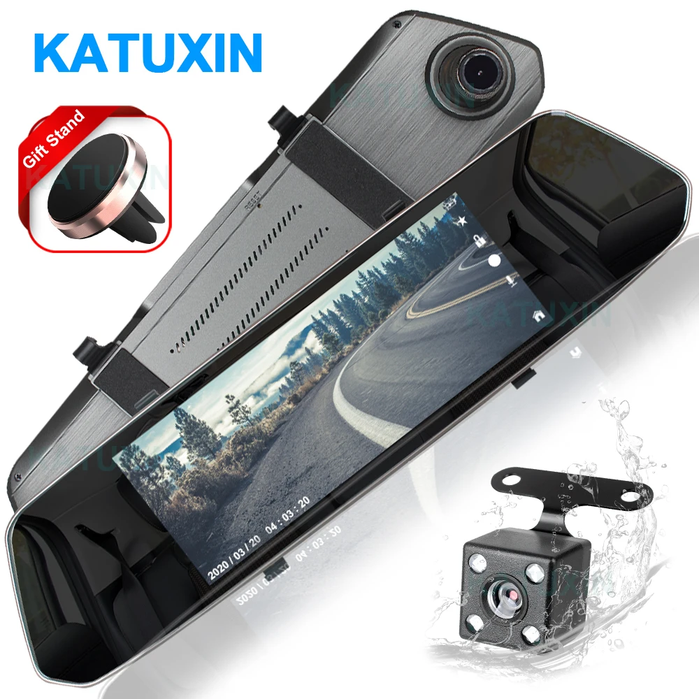 KATUXIN 7 &quotсенсорный автомобильный видеорегистратор DVR зеркало заднего вида камера