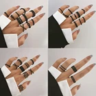 Женский набор IPARAM в стиле панк, готика, черный цвет, винтажная Минималистичная Геометрическая цепочка, широкое кольцо, Модная бижутерия в подарок