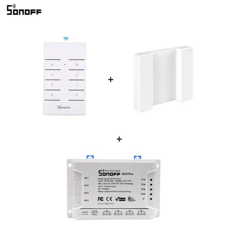 RO R2 RM433 case Itead Sonoff 4CH Pro R2 433 МГц 4 канала RF беспроводной пульт дистанционного управления Wifi умный переключатель инчинг интерлок реле Alexa Google Home - Комплект: RO R2 RM433 case