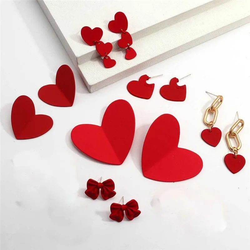 

Christmas Valentine's Day Lovely Sweet Bowknot Heart Fashion Earrings Gift