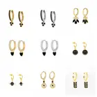 Женские серьги из серебра 925 пробы с черными бриллиантами