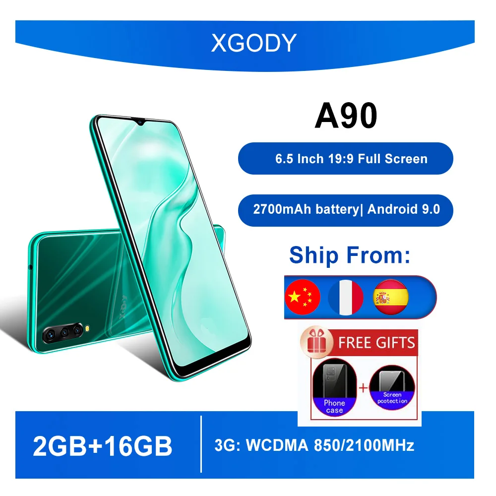 

Смартфон XGODY, 2 + 16 ГБ, экран 9,0 дюймов 19:9 Full, процессор MTK6580 4-ядерный, Android 6,5, аккумулятор 2700 мАч