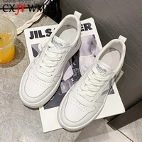 cxjywmjl genuine leather women platform sneakers fashion thick bottom vulcanized shoes ladies comfortable little white shoes