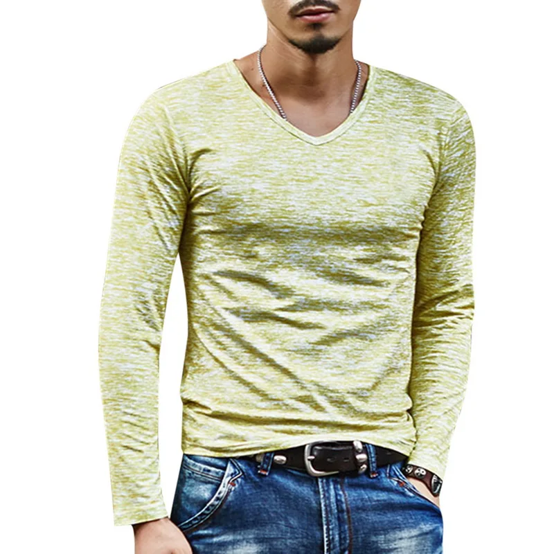 2020 осень лето мужская футболка с длинным рукавом Повседневные облегающие