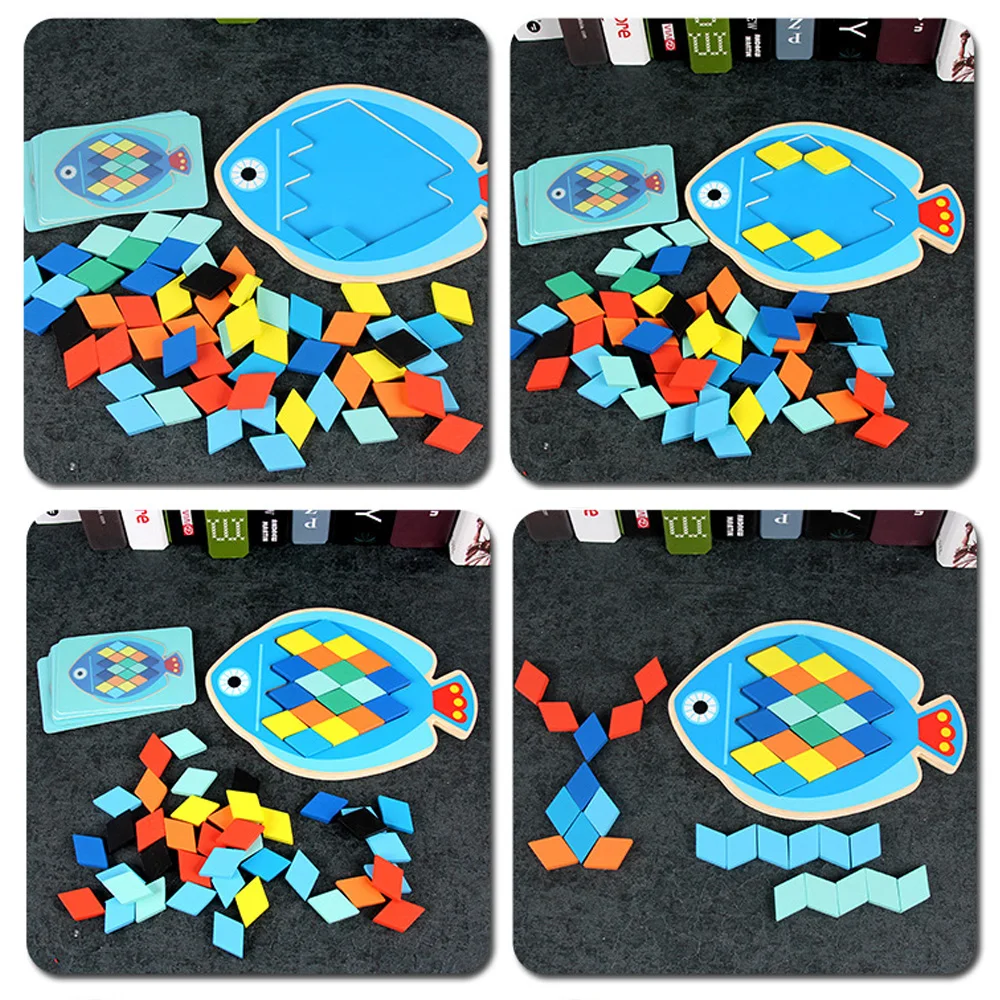 3D деревянные пазлы в виде совы/рыбы детские развивающие Игрушки для раннего