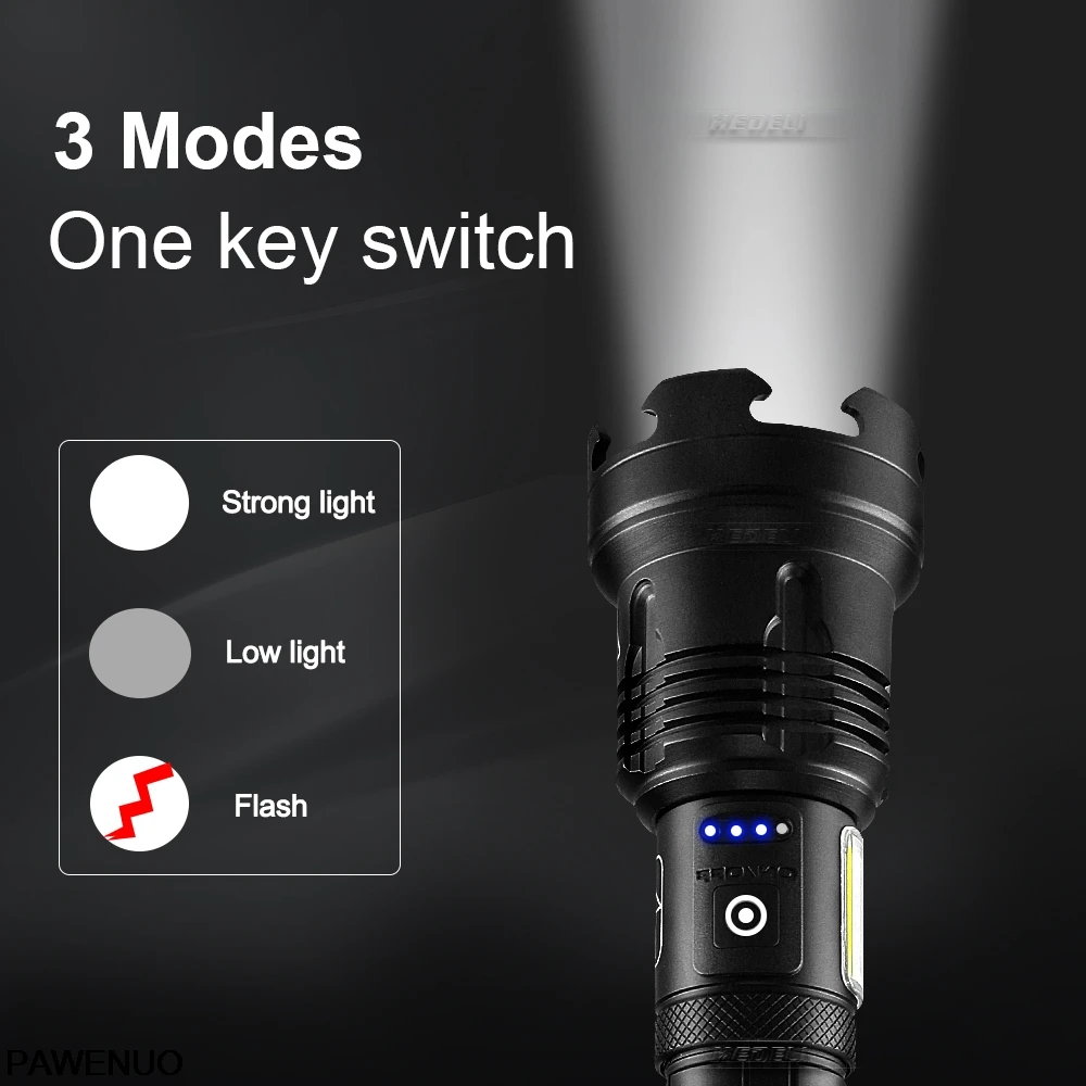 저렴한 XHP160 COB Led 손전등 18650 또는 26650 Usb 전술 플래시 라이트 XHP70.2 충전식 Led 랜턴 줌 사냥 밝은 작업 램프