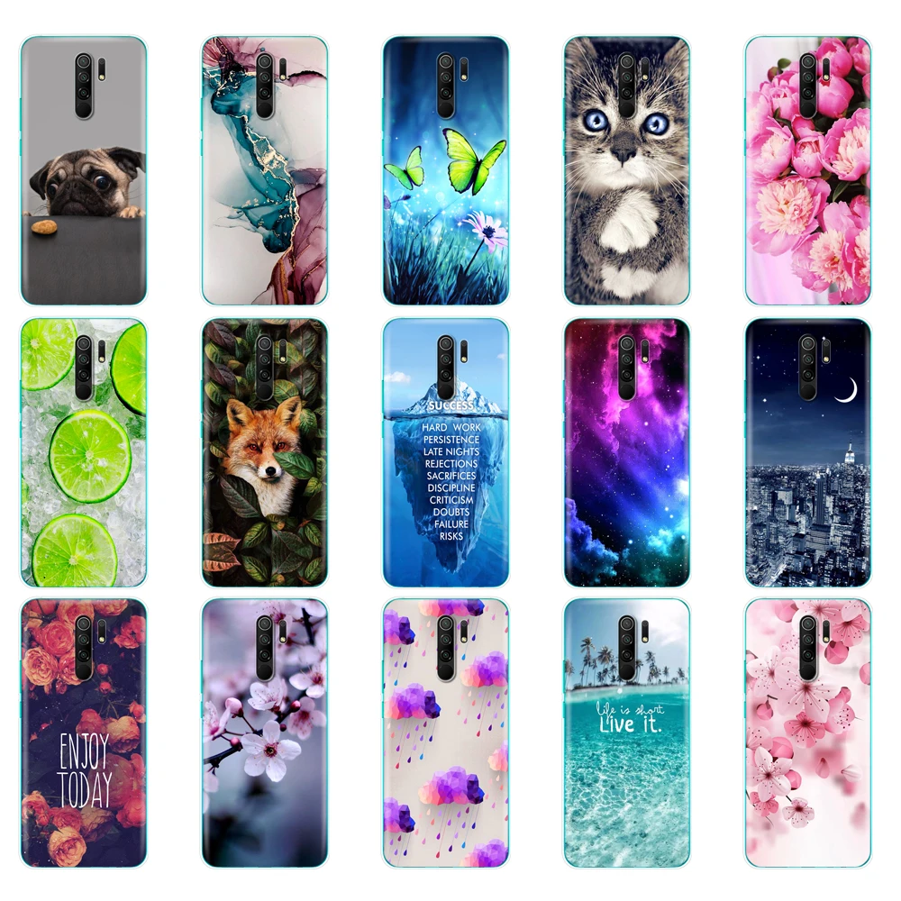 For xiaomi redmi 9 Case 6.53 inch Painted Silicon Soft TPU Back Phone Cover For redmi 9 Case etui bumper Full Protection Coque