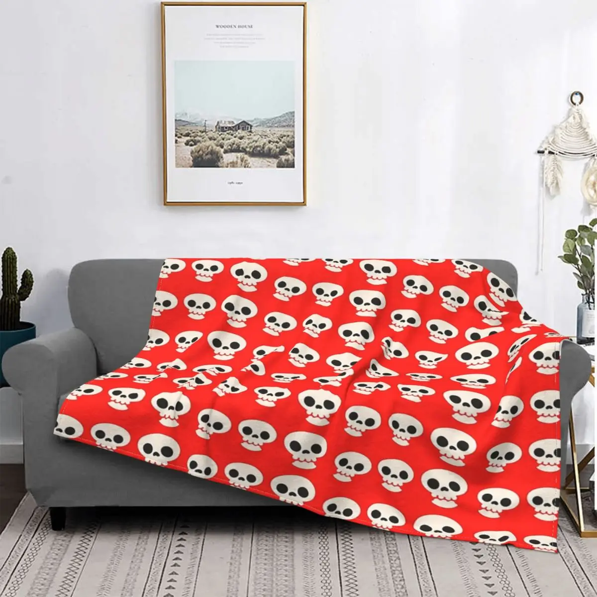 

Manta roja con estampado de Calavera, para cama colcha, alfombra a cuadros, manta de Anime, Sudadera con capucha, colchas para c