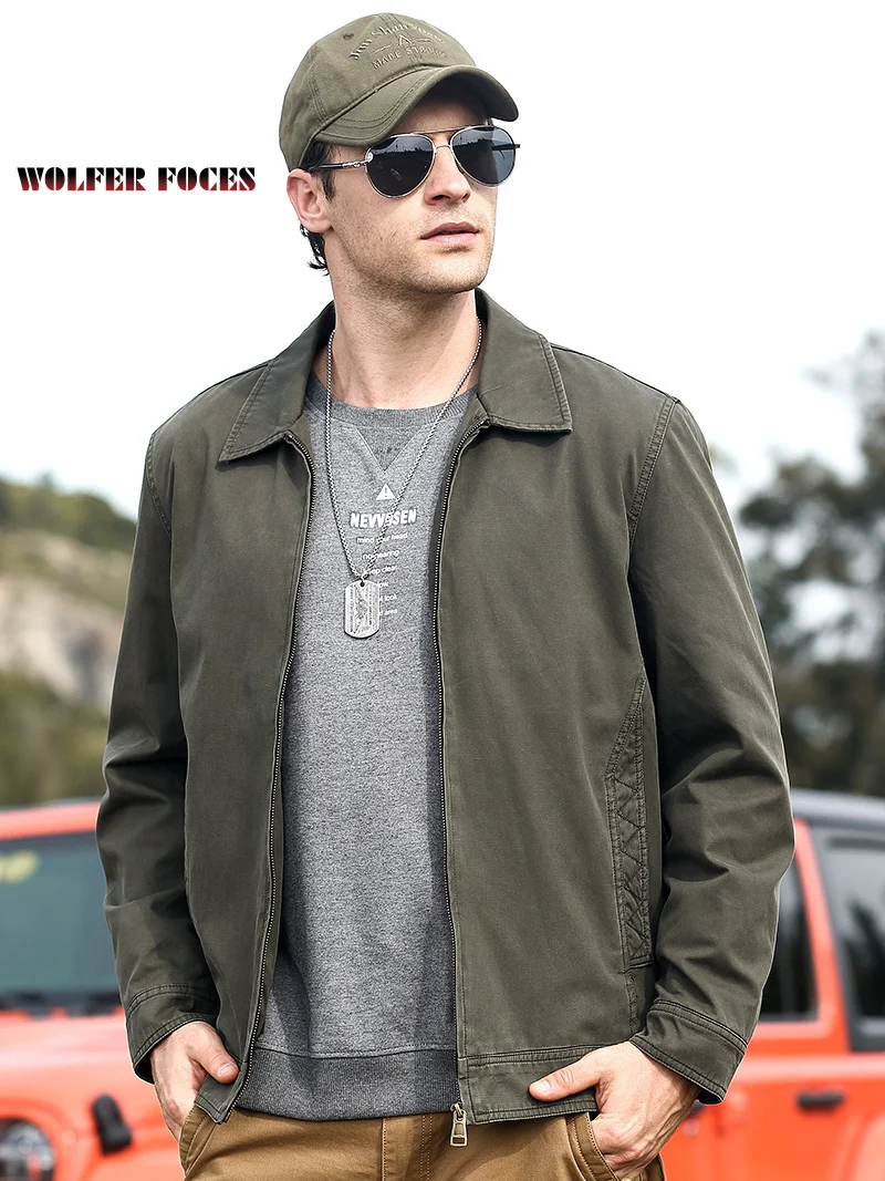 Куртка мужская демисезонная с отложным воротником свободного покроя | Мужская