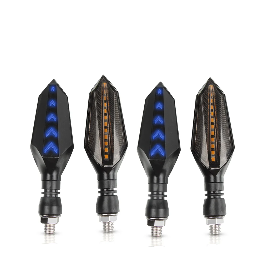 2 Pair blue Указатели поворота, протекающей вспышки светодиодные индикаторы; обувь для езды на мотоцикле Kawasaki J300 KFX400 KLE 250 400 500 KLV1000 ZX7R Z800 Z650 - Цвет: 2 Pair blue