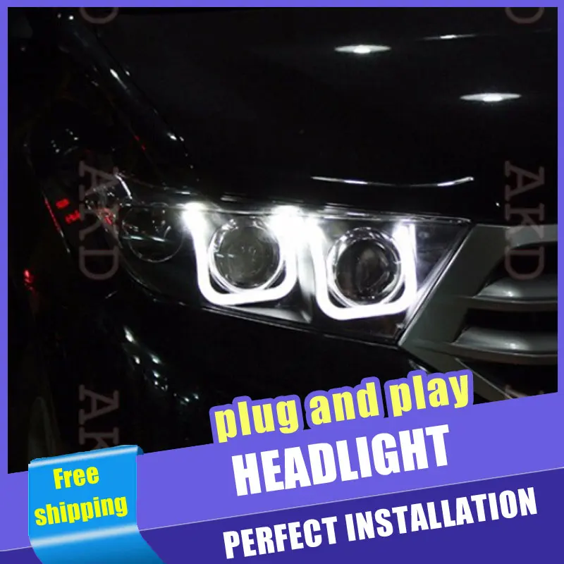 2 шт. автомобильный стиль светодиодный фары для Toyota Highlander 2012-2013 головной лампы DRL