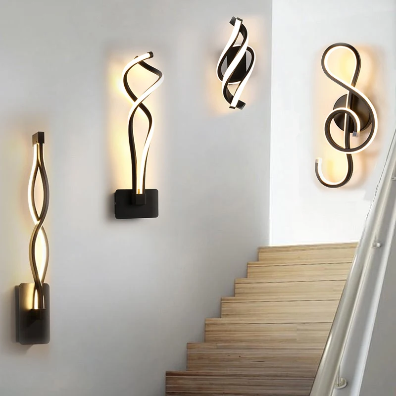 

Modern Minimalist Wall Lamp Decor Living Room Bedroom Bedside Luster LED Indoor Black White Lamp Aisle Lighting Decoration
