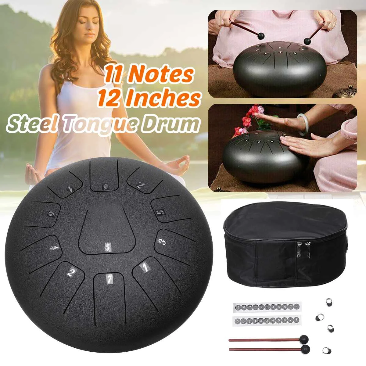 

Steel Tongue C Major Drum Ethereal Drum 12 Inch Tune Hand Pan Tank Drum Music Drums Percussion Tambourine With Music Sheet
