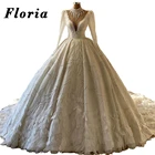 Великолепные Свадебные платья с бисером из Саудовской Аравии Vestido De Noiva 2020 мусульманское бальное платье Дубай платье невесты арабские Свадебные платья с жемчугом