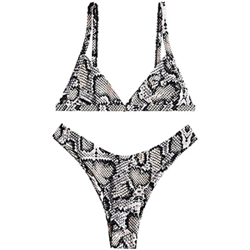 

Snake Skin Tops for Women Summer The New Swimwear Women 2021 Sexy Woman Clothes Bikini Thong Leopard Print Suit Swimsuit