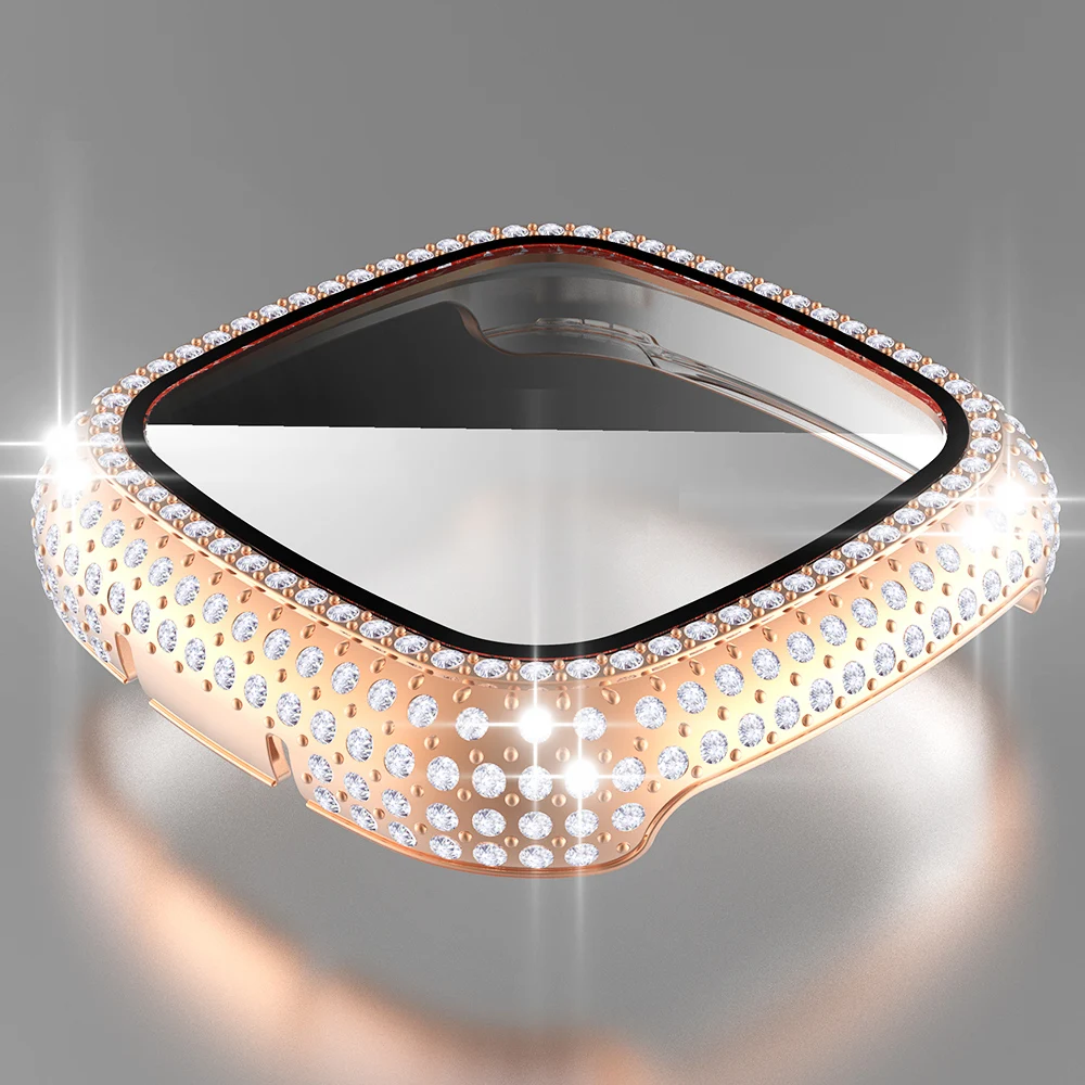 

Роскошный чехол стразы из поликарбоната для Fitbit Sense Versa 3, чехол для часов, защитный чехол для экрана со стеклянной пленкой, Женский жесткий бампер