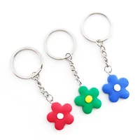 korean ins lovely soft pottery candy flower pendant girl llaveros para mujer pompom wallet chain key ring patty girl gift