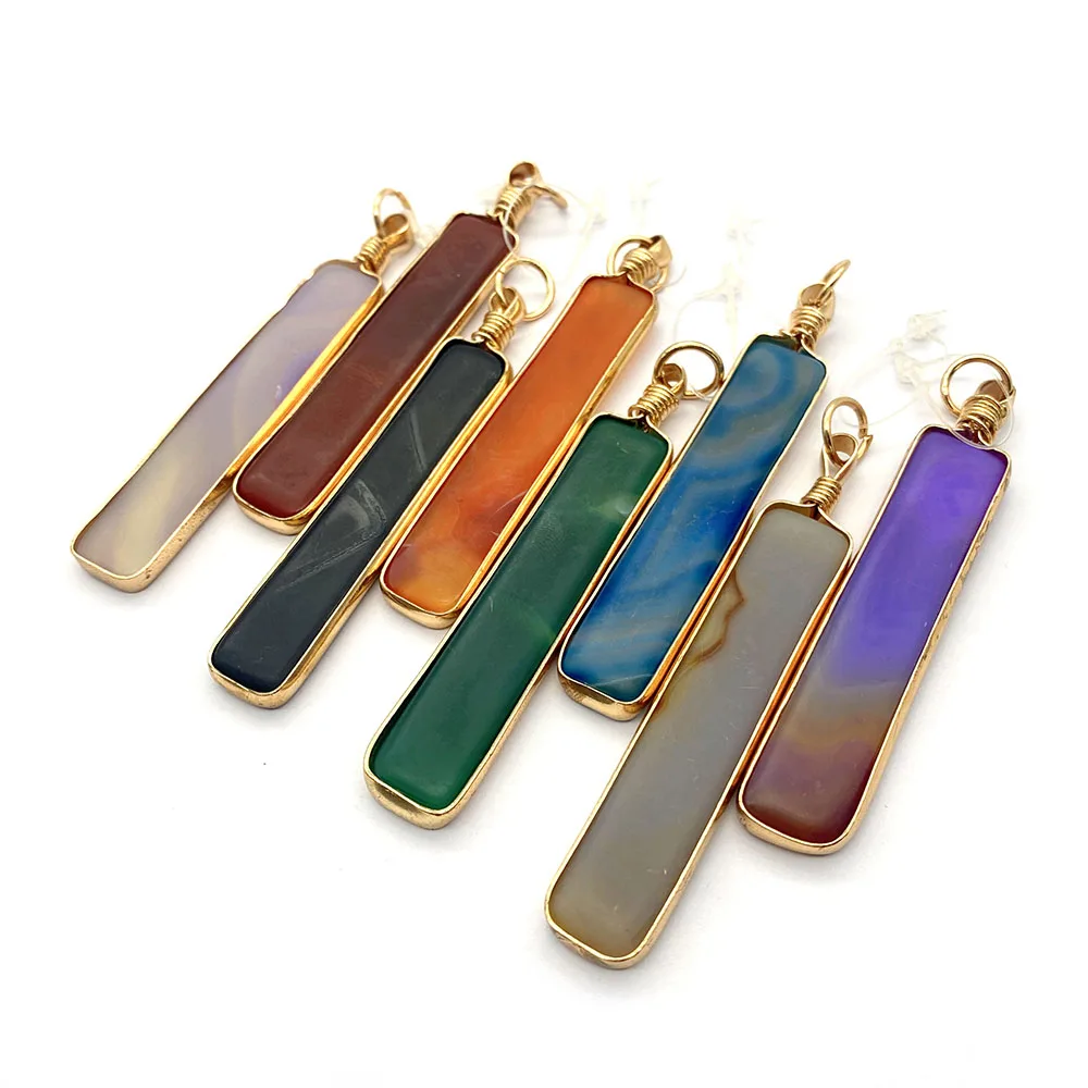 1 шт. Натуральный Полудрагоценный Агат с позолоченными краями Diy ожерелье аура