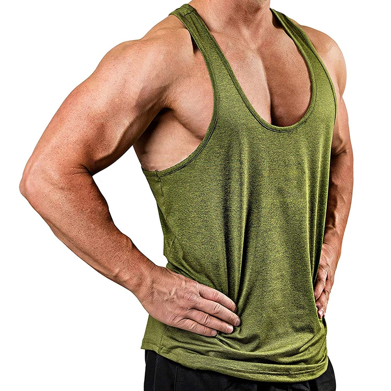 

Mens Bodybuilding Stringer Tank Top Y-Back Gym Workout Sports Vest Men Clothes Solid Color Men Tops