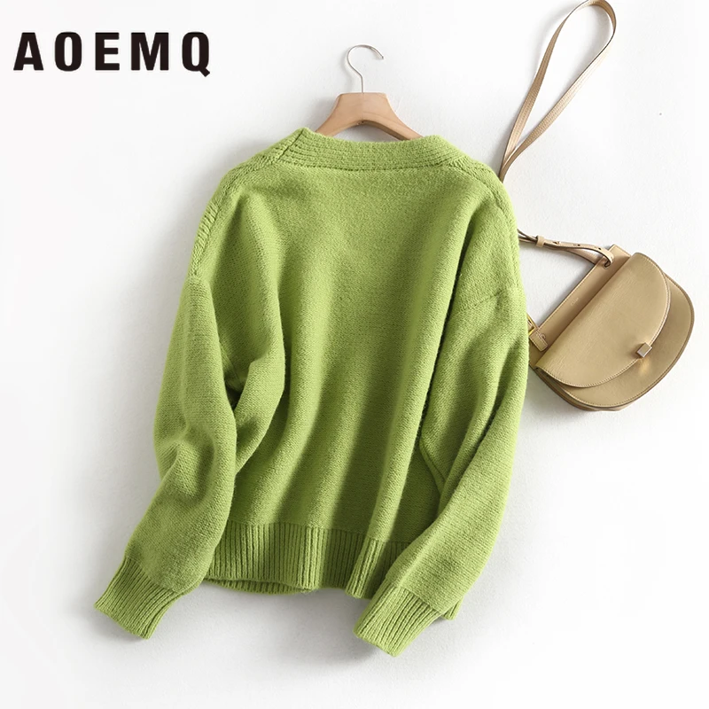 AOEMQ/Повседневные свитера 4 однотонных цветов Плотные зимние теплые с