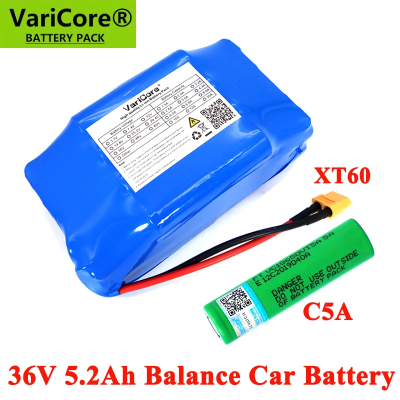 

VariCore 36V 5.2Ah 5200mAh VTC5A 2 wheel electric scooter self balancing 18650 lithium battery pack for Self-balancing Fits