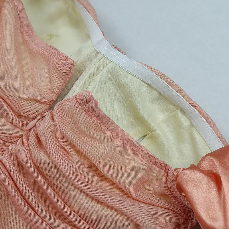 

Strapless Sexy Summer Dress Women Elegant Short Sleeve Ruched Bodycon Party Dress Female Double fabric Club Dress