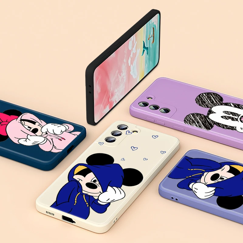 

For Samsung Galaxy Note 20 10 S21 S20 FE S10 Ultra Plus Lite Pro 5G Mickey Mouse Couples Liquid Silicone Soft Phone Case