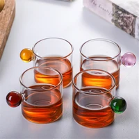 2pc nordic style coffee cup with glass ball handle small capacity tea water saucer espresso cup steak juice bucket table decor