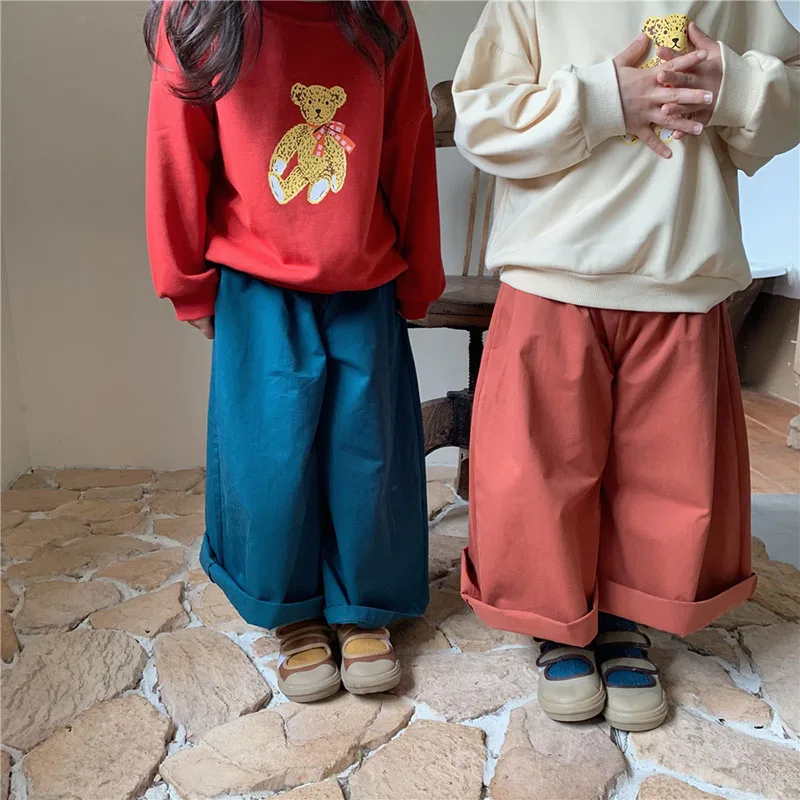 

HAYANA 2021 Autumn New Kids Clothes Loose Pants Korean Girls Pants Cotton Boys Pants Baby Girls Clothes