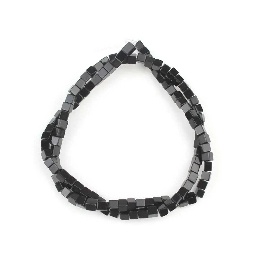 Black Agate 5*5 мм Квадратные бусины из натурального материала розовый кристаллический кварц Агаты морской осадок бусины для самостоятельного изготовления ювелирных изделий браслет серьги аксессуары - Цвет: Black Agate