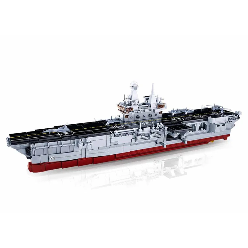 

1088Pcs Navy Power Type 075 Amphibious Assault Ship Model Bricks Army Warship Building Blocks Sets Kit Educational Children Toys