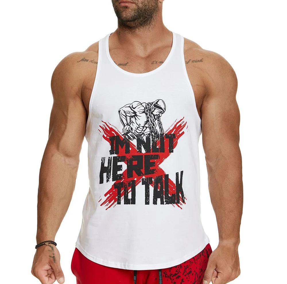 

New Gyms Muscle Vest Men's Fitness Exercise Breathable Self-Cultivation Sports Trend Summer Cotton Sleeveless Tops