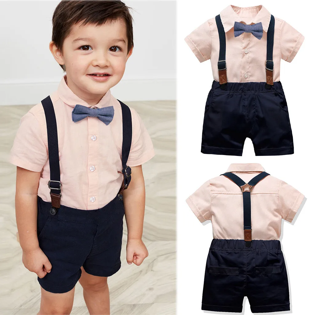 2019 Новое поступление джентльменская футболка с галстуком-бабочкой для маленьких