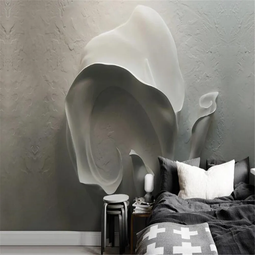 

Milofi custom personality wallpaper mural retro 3D three-dimensional relief calla lily photo background wall painting