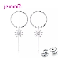 elegant luxury tiny long snowflake shape drop earrings for women real 925 sterling silver jewelry earring
