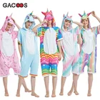Кигуруми Onesie Дети Единорог пижамы для детей животных мультфильм одеяло спальные детские молочные Шелковые летние мальчики девочки Единорог Jumspuit