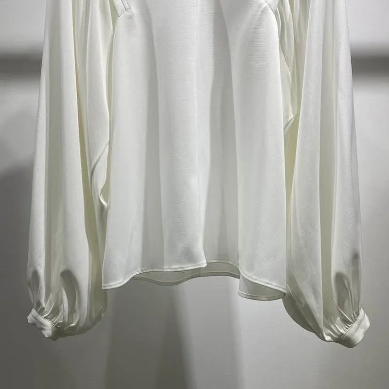 

Tops Fashion New Blouse Shirt 2020 Autumn Style Women Stand Neck Lantern Sleeve Elegant Loose Tops White Black Blusas Feminino