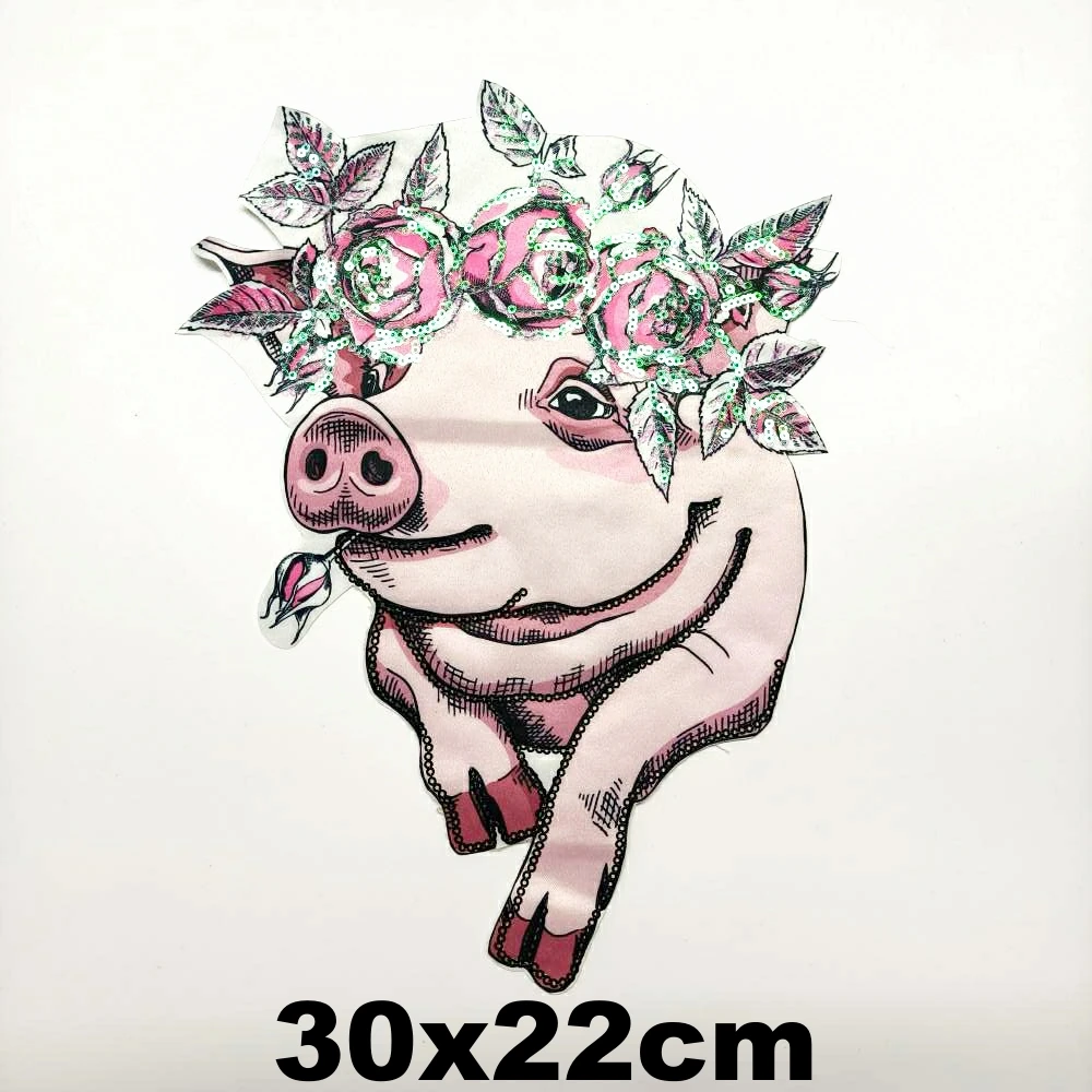 

Apparel large embroidery big pig patch for clothing AM-270