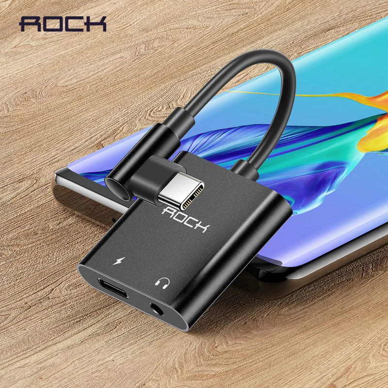 Адаптер ROCK 2 в 1 USB Type C разъем типа 3 5 мм Aux конвертер для наушников А PD быстрая