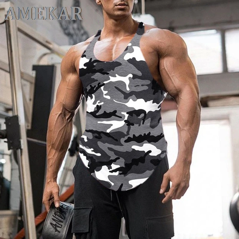 

Gym Tank Top Men Fitness Clothing Mens Bodybuilding Tank Tops Summer Gym Clothing for Male Sleeveless Vest Shirts Plus Size