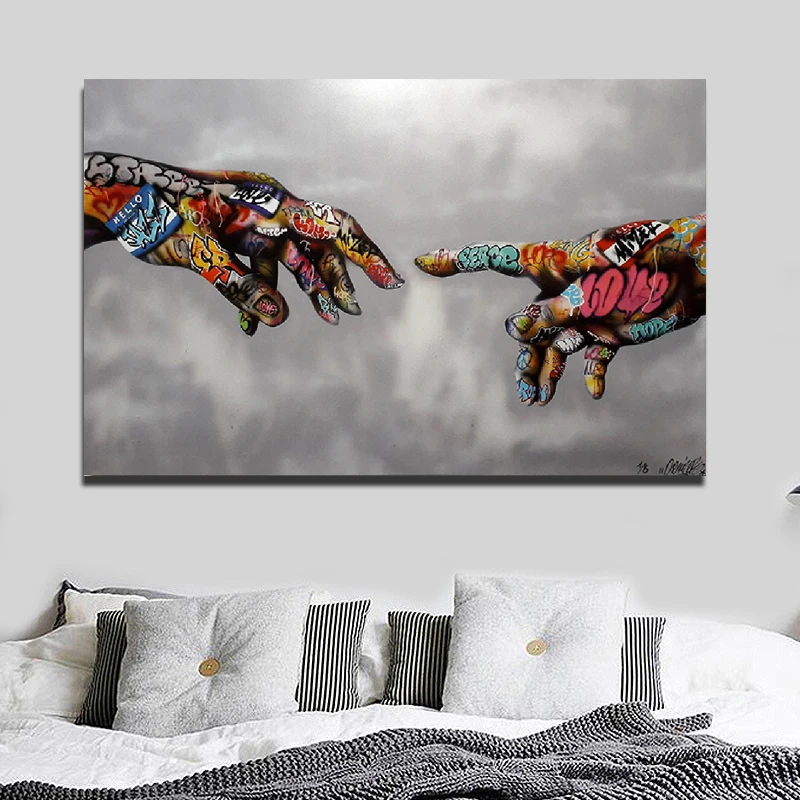 

Graffiti Street Art Painting Abstract Art Hand Wall Pictures For Living Room Wall Art Classic Posters and Prints