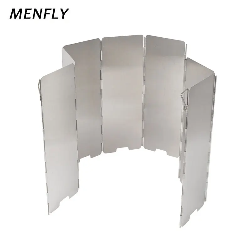 

Складной ветрозащитный экран MENFLY для кемпинга, Ультралегкая плита ветровое стекло, 8 шт., для пикника, повара, посуда, складной алюминиевый о...