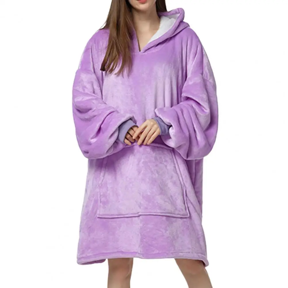 

Oversized Long Sleeve Hoodie Nightgown Cashmere Hooded Big Pocket Women Nightgown Hoodie Pajamas for Daily Wear Hot Dropshipping