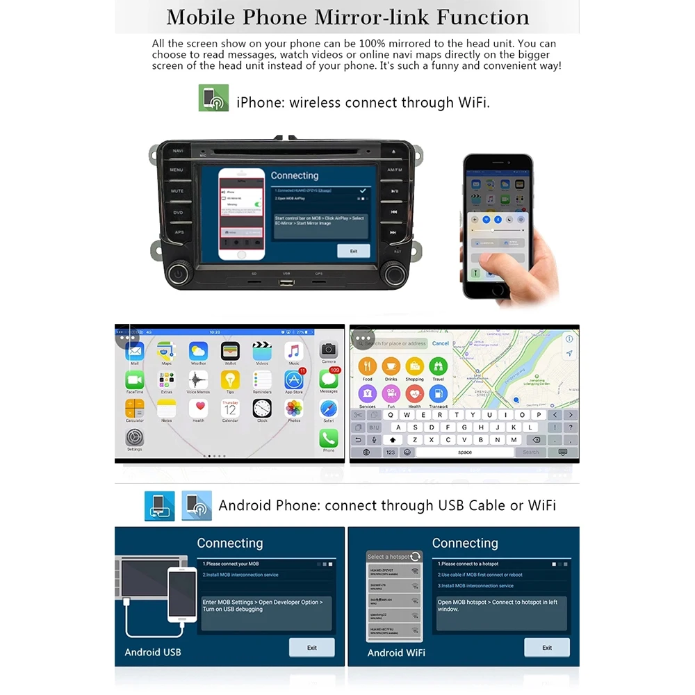 Автомагнитола 2 DIN 7 дюймов Android 8 1 универсальный автомобильный DVD плеер для Volkswagen VW