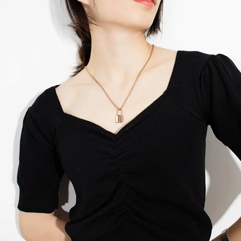 Модное ожерелье с подвеской в виде замка из розового золота для женщин и мужчин